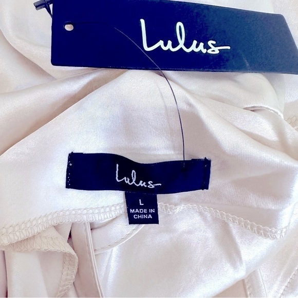 NWT Lulus Hold On To Love Satin Cowl Neck Cami Crop Top Beige Size Large - Picture 8 of 13